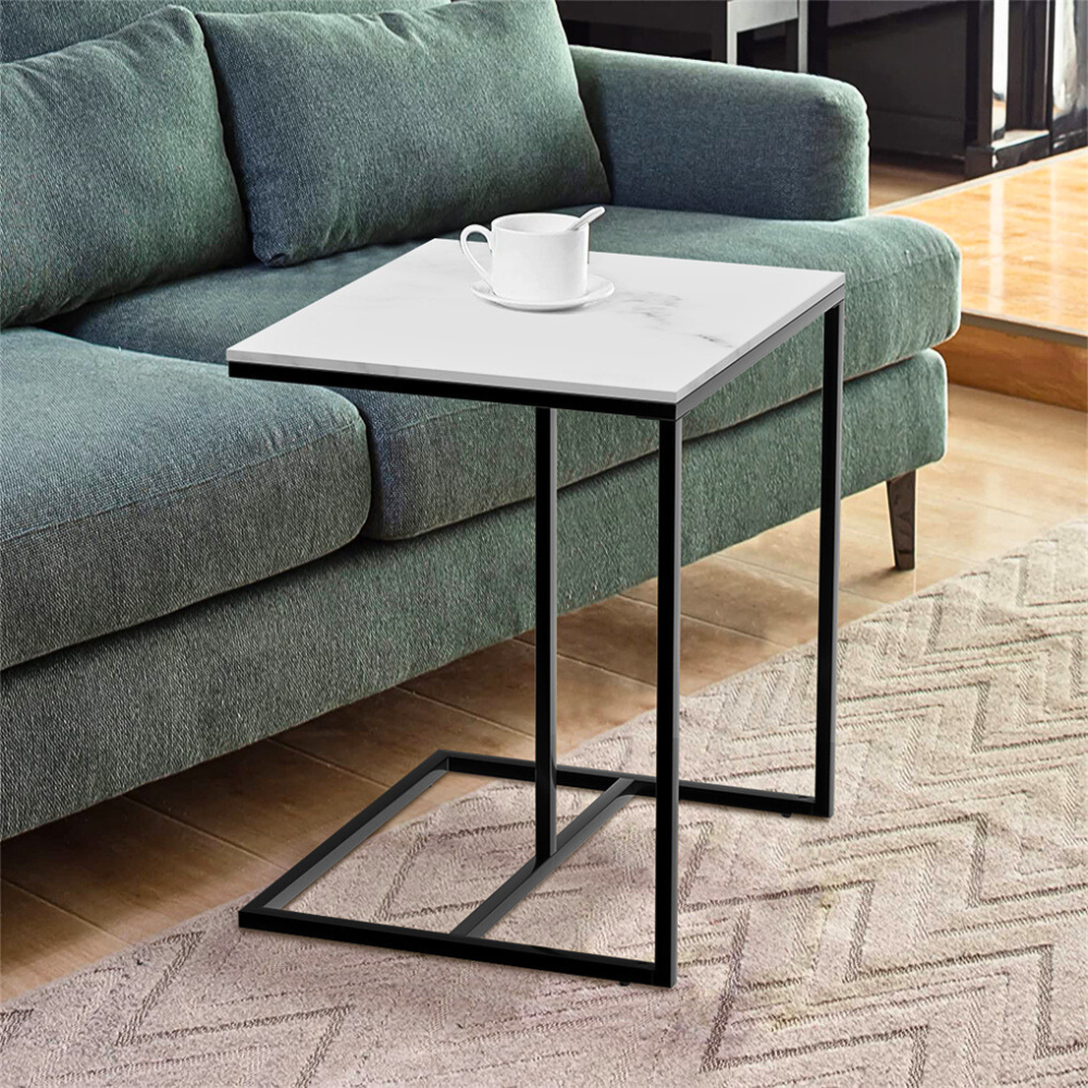 Marble Coffee Table Sofa Side End Table C Shape Bedside Laptop Table - The Grand Bazaar of Australia