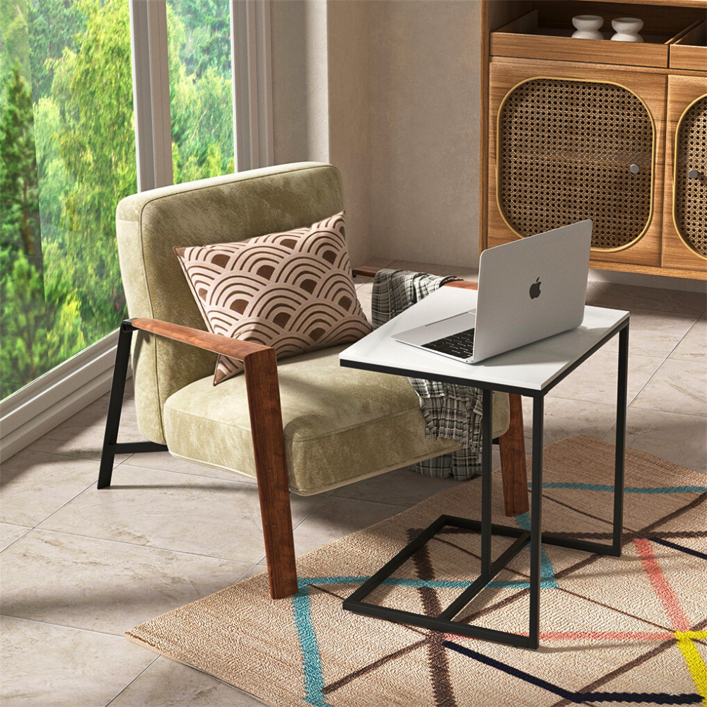Marble Coffee Table Sofa Side End Table C Shape Bedside Laptop Table - The Grand Bazaar of Australia