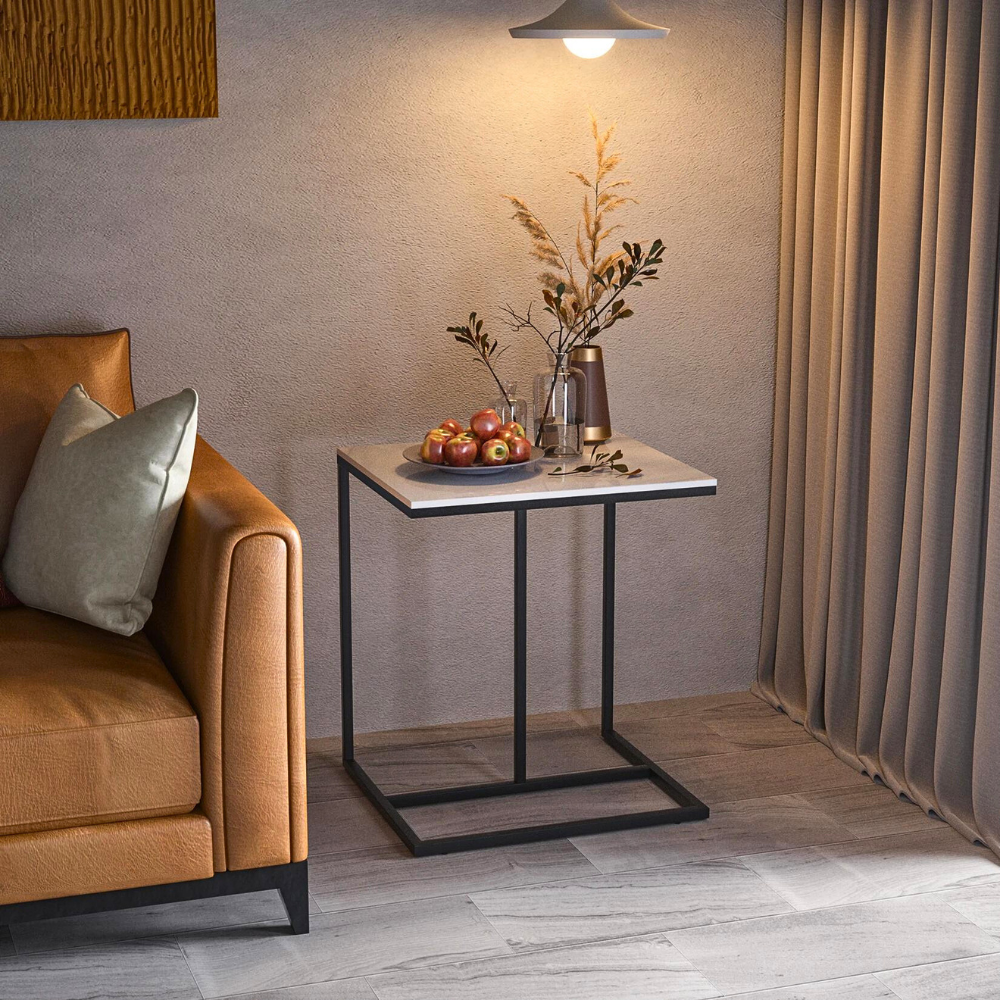 Marble Coffee Table Sofa Side End Table C Shape Bedside Laptop Table - The Grand Bazaar of Australia