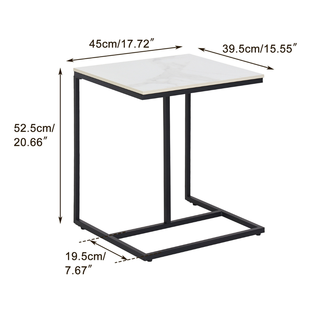 Marble Coffee Table Sofa Side End Table C Shape Bedside Laptop Table - The Grand Bazaar of Australia