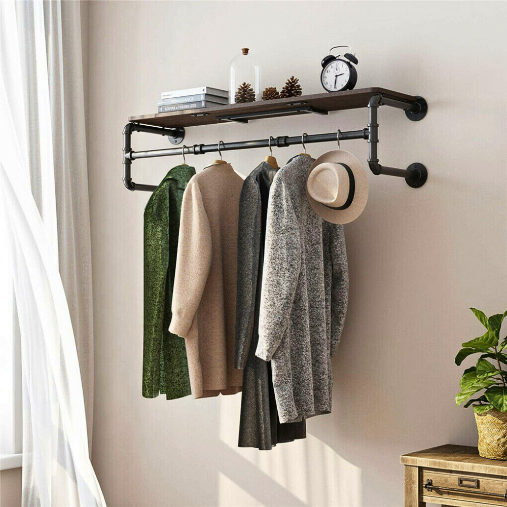 Industrial Pipe Clothes Rack with Top Shelf Coat Hanger - The Grand Bazaar of Australia