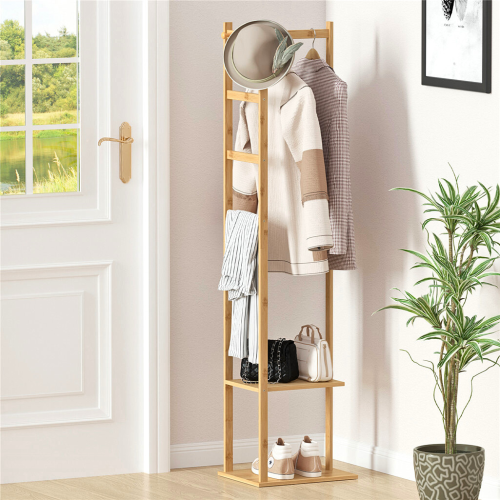 Garment Coat Clothes Stand Rack Hat Shoe Wooden Hanger Holder Shelf Organizer - The Grand Bazaar of Australia