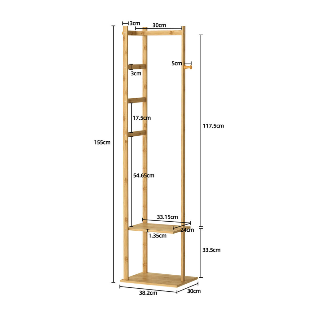 Garment Coat Clothes Stand Rack Hat Shoe Wooden Hanger Holder Shelf Organizer - The Grand Bazaar of Australia