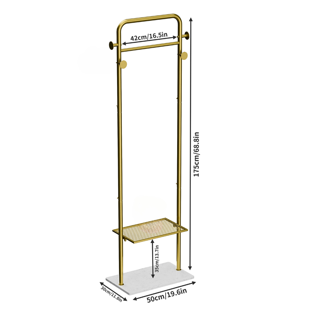 Heavy Duty Gold Pole Clothing Rack with Granite Stone Base - The Grand Bazaar of Australia