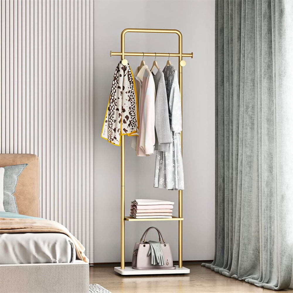 Heavy Duty Gold Pole Clothing Rack with Granite Stone Base - The Grand Bazaar of Australia