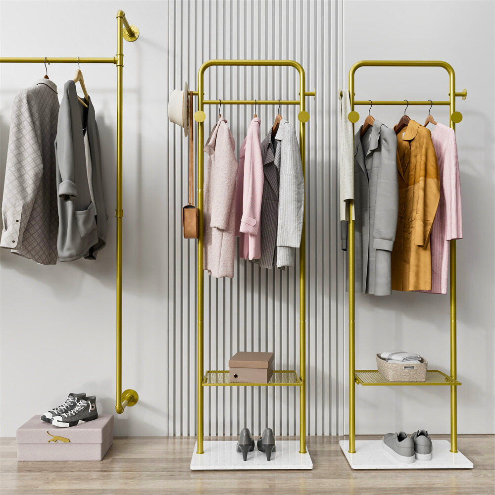 Heavy Duty Gold Pole Clothing Rack with Granite Stone Base - The Grand Bazaar of Australia