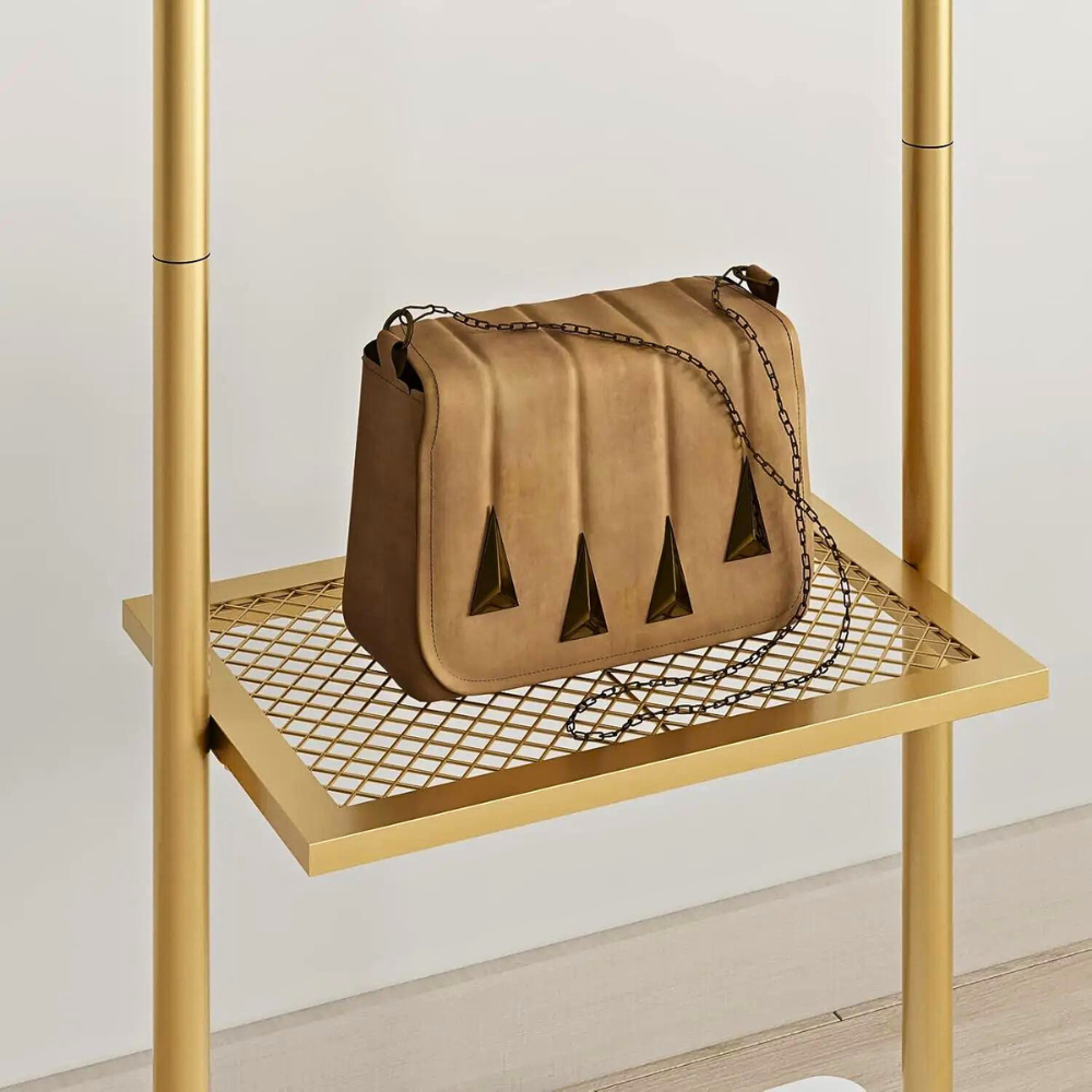 Heavy Duty Gold Pole Clothing Rack with Granite Stone Base - The Grand Bazaar of Australia