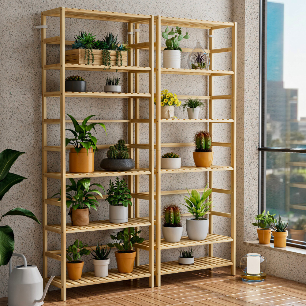 6-Tier Bamboo Storage Rack Shelving Bookshelf Plant Flower Stand - The Grand Bazaar of Australia