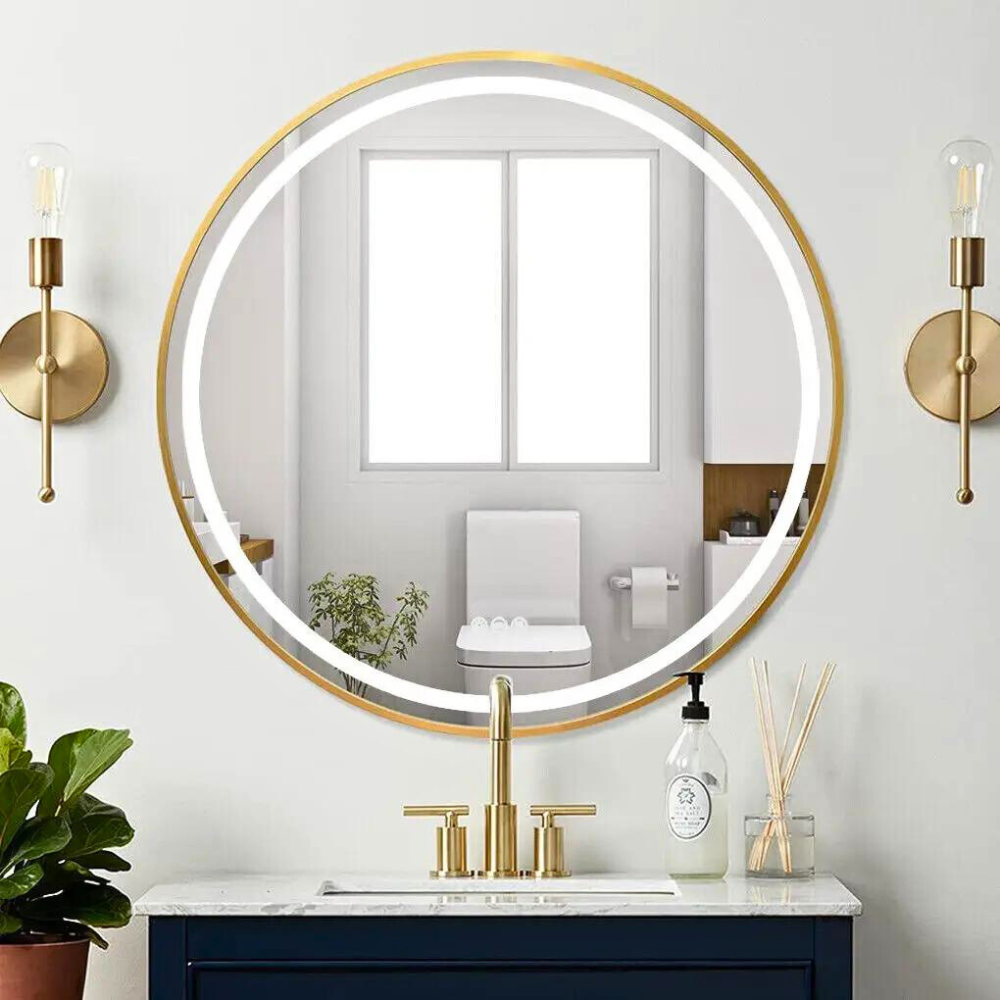 Round LED Dimmable Aluminum Fram HD Glass Wall Mounted Illuminated Vanity Mirror - The Grand Bazaar of Australia