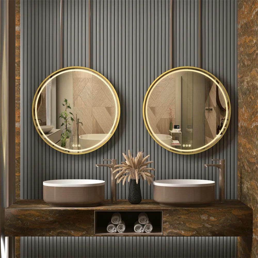 Round LED Dimmable Aluminum Fram HD Glass Wall Mounted Illuminated Vanity Mirror - The Grand Bazaar of Australia