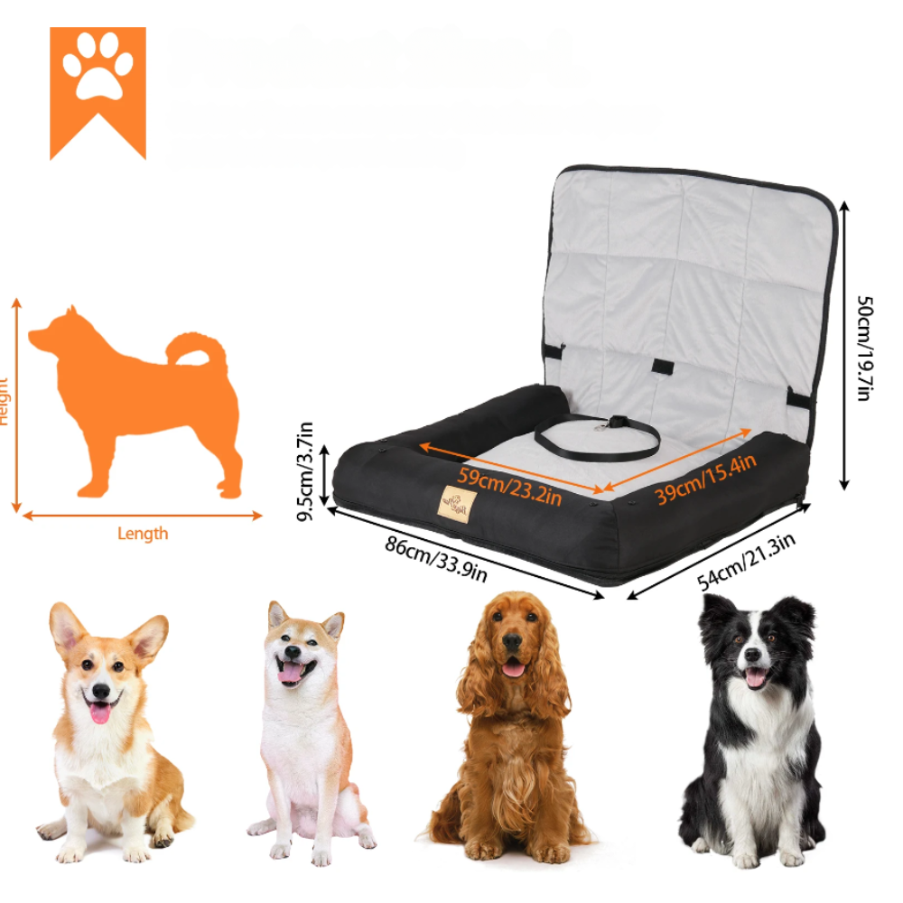 Car Seat Bed Waterproof Pet Cushion Mat with Removable Cover and Safety Belt - The Grand Bazaar of Australia