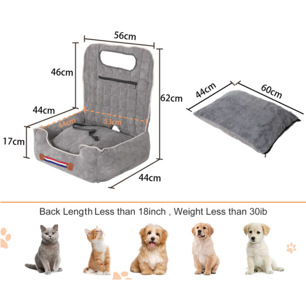 Anti-Slip Pet Booster Seat with Storage Pockets and Safety Leash - The Grand Bazaar of Australia