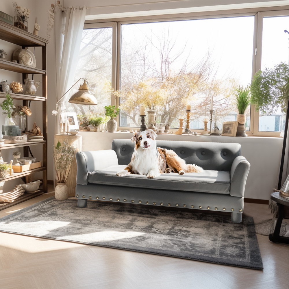 Luxurious Elevated Dog Bed Sofa with Microfiber Leather Cover - The Grand Bazaar of Australia