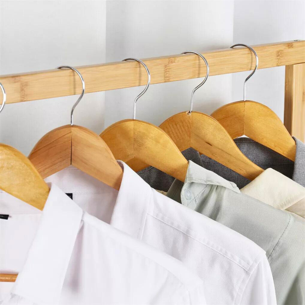 Free Standing Bamboo Double Hanging Clothes Organizer on Wheels - The Grand Bazaar of Australia