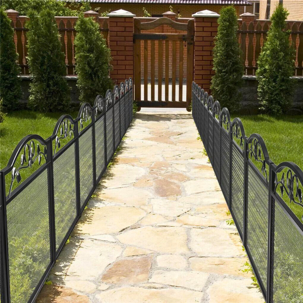 5 Panel Garden Entry Path Fence Black Metal Garden Barrier Border - The Grand Bazaar of Australia