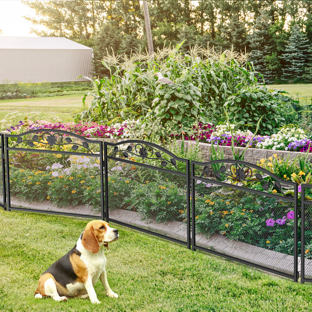 5 Panel Garden Entry Path Fence Black Metal Garden Barrier Border - The Grand Bazaar of Australia