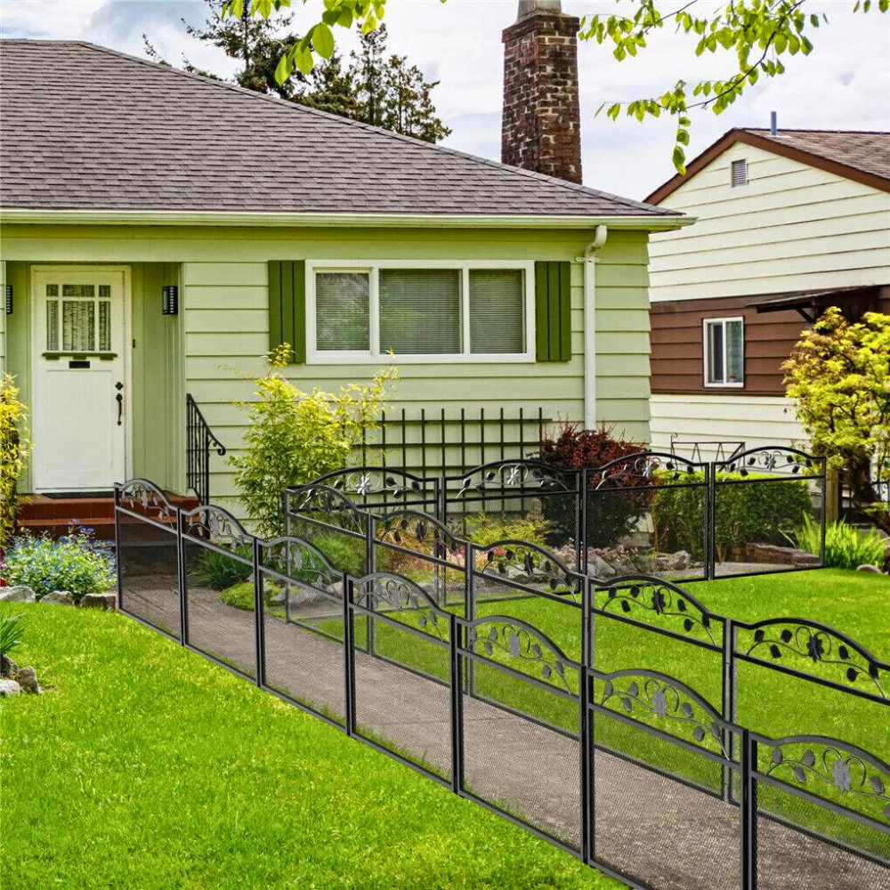 5 Panel Garden Entry Path Fence Black Metal Garden Barrier Border - The Grand Bazaar of Australia