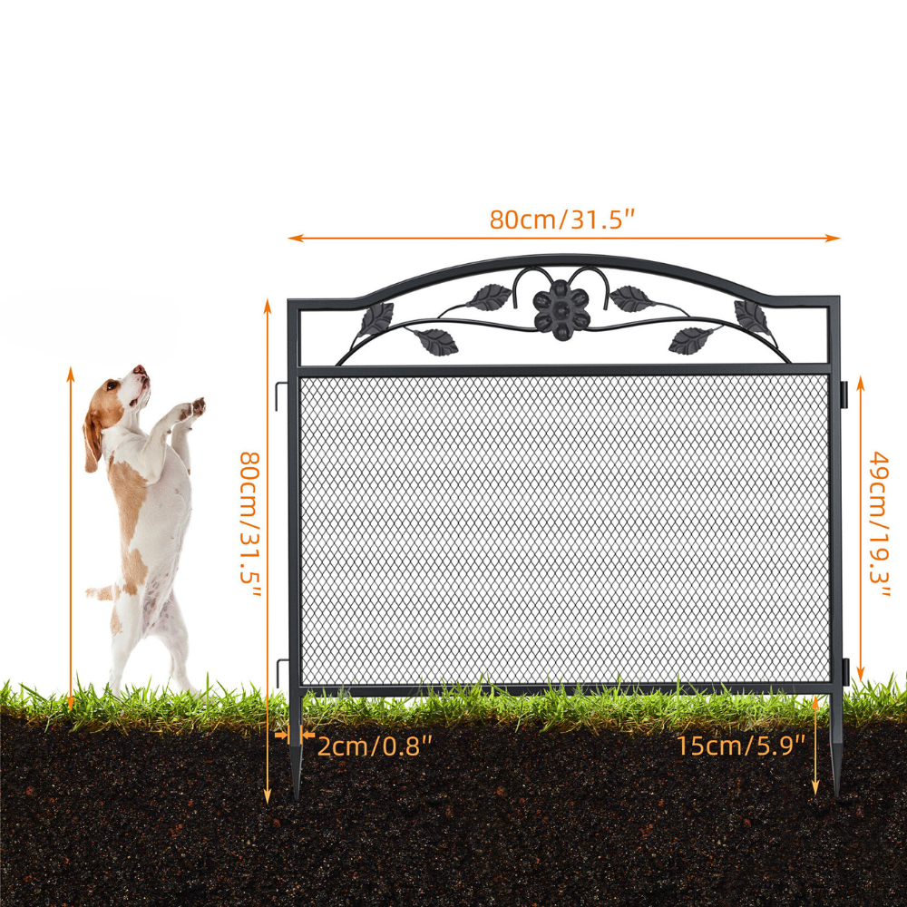 5 Panel Garden Entry Path Fence Black Metal Garden Barrier Border - The Grand Bazaar of Australia