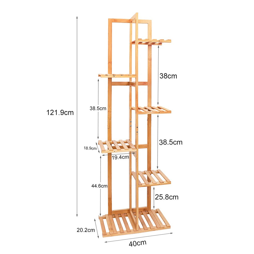 5/6 Pot Vertically Bamboo Flower Shelf Rack Pots Display Corner Shelving - The Grand Bazaar of Australia