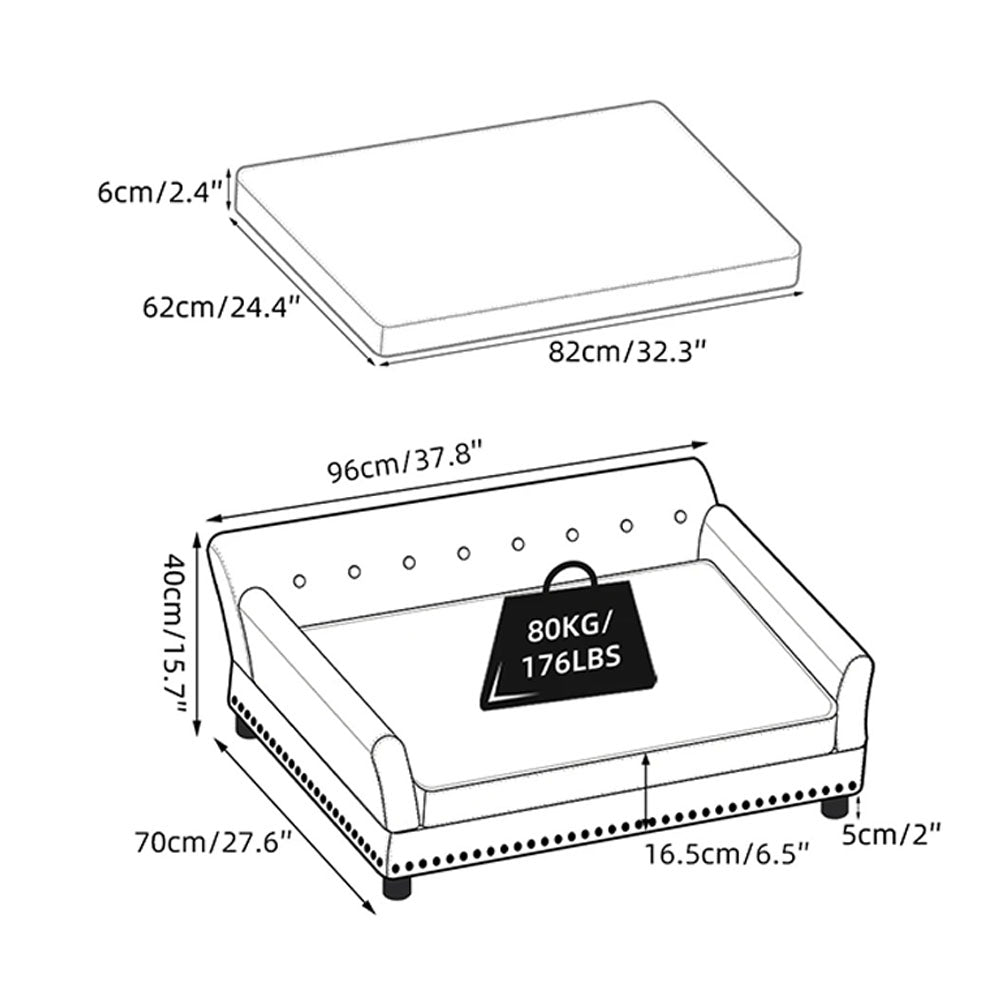 Luxurious Elevated Dog Bed Sofa with Microfiber Leather Cover - The Grand Bazaar of Australia