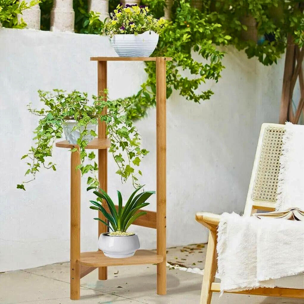 3 Tier Bamboo Tall Corner Plant Rack Planter Stand Flower Pot Holder - The Grand Bazaar of Australia