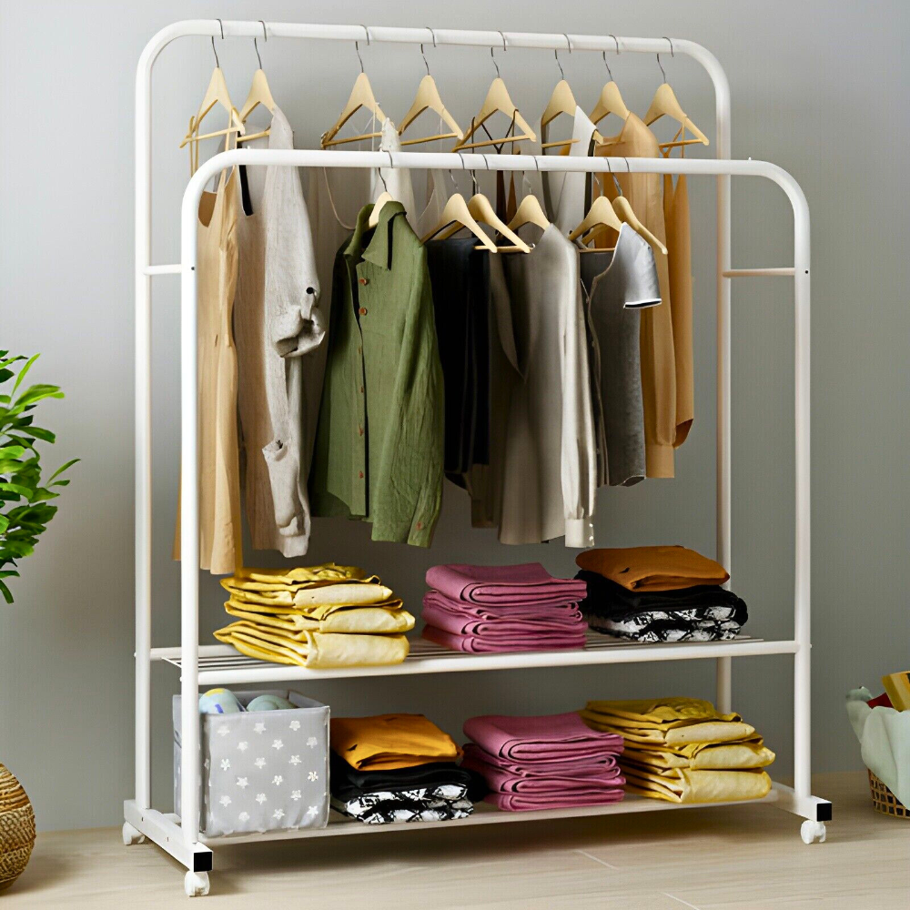 Heavy Duty Rolling Garment Rack Cloth Hanger and Shoes Organizer - The Grand Bazaar of Australia