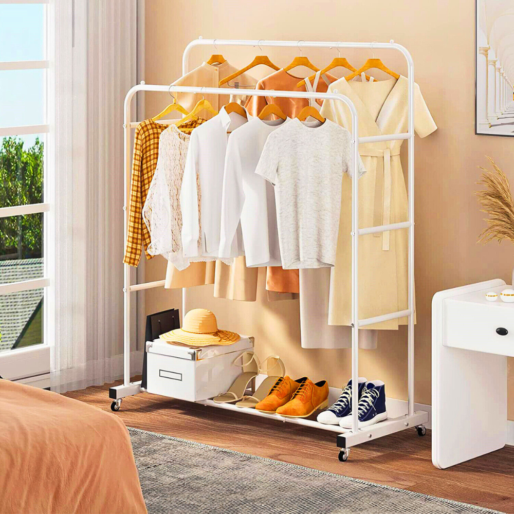 Heavy Duty Rolling Garment Rack Cloth Hanger and Shoes Organizer - The Grand Bazaar of Australia