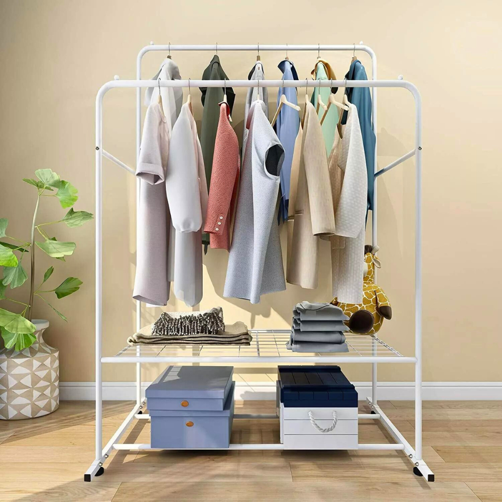 Heavy Duty Rolling Garment Rack Cloth Hanger and Shoes Organizer - The Grand Bazaar of Australia