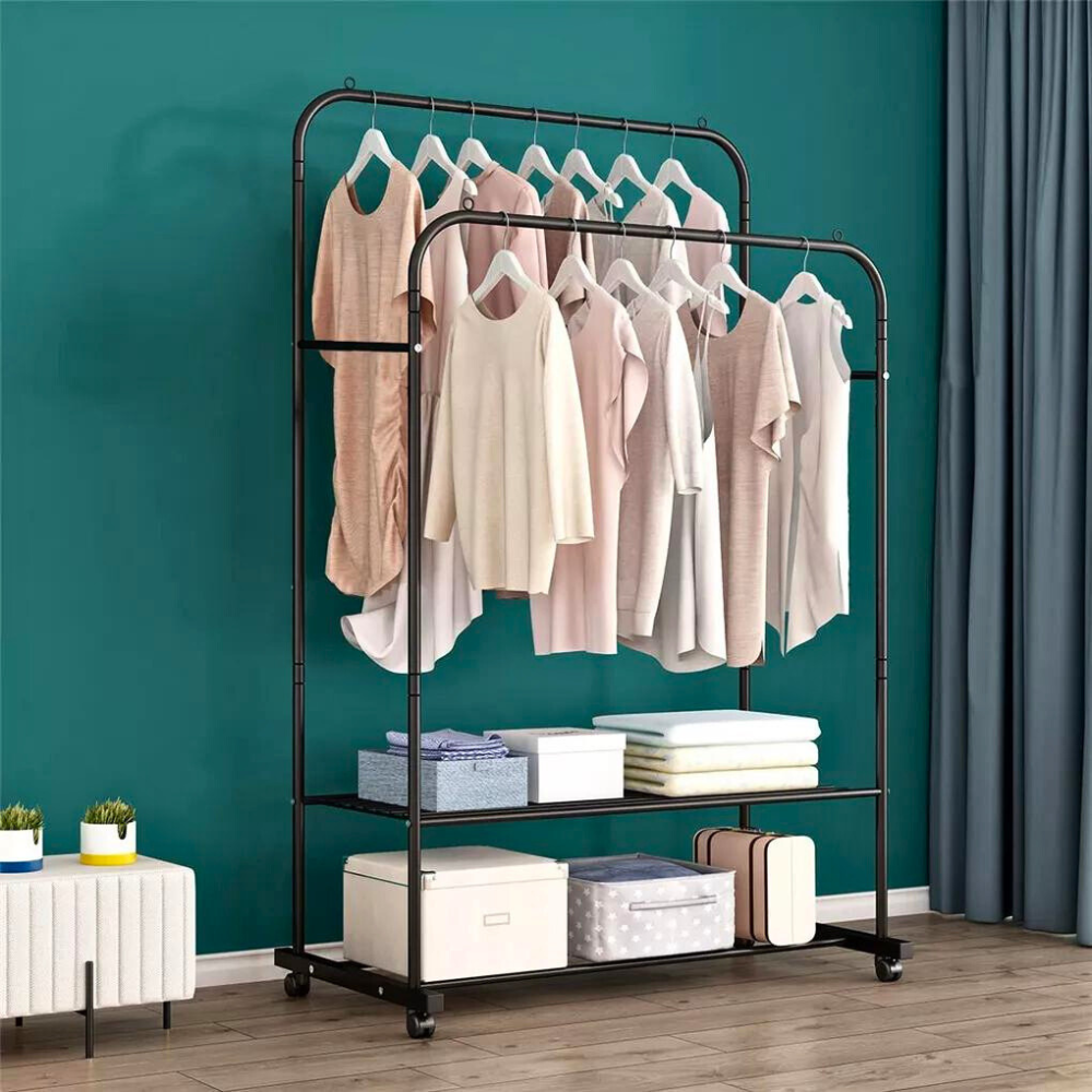 Heavy Duty Rolling Garment Rack Cloth Hanger and Shoes Organizer - The Grand Bazaar of Australia