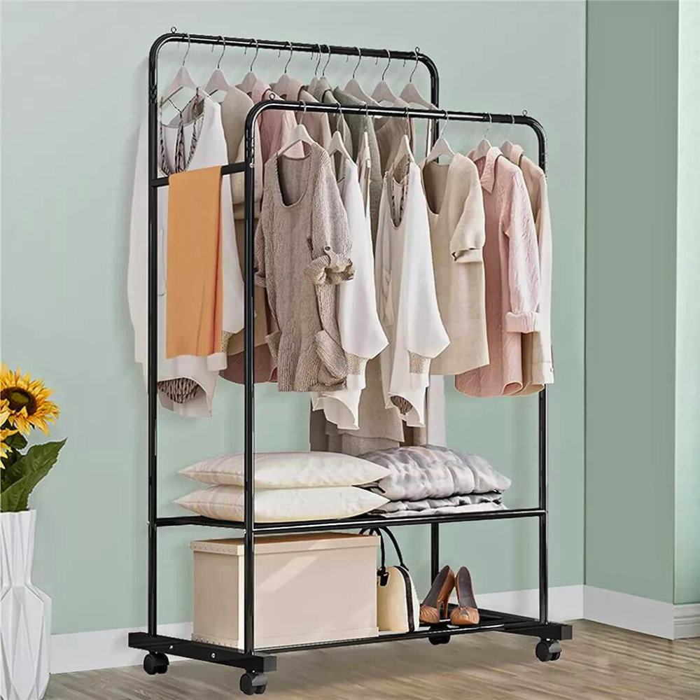 Heavy Duty Rolling Garment Rack Cloth Hanger and Shoes Organizer - The Grand Bazaar of Australia