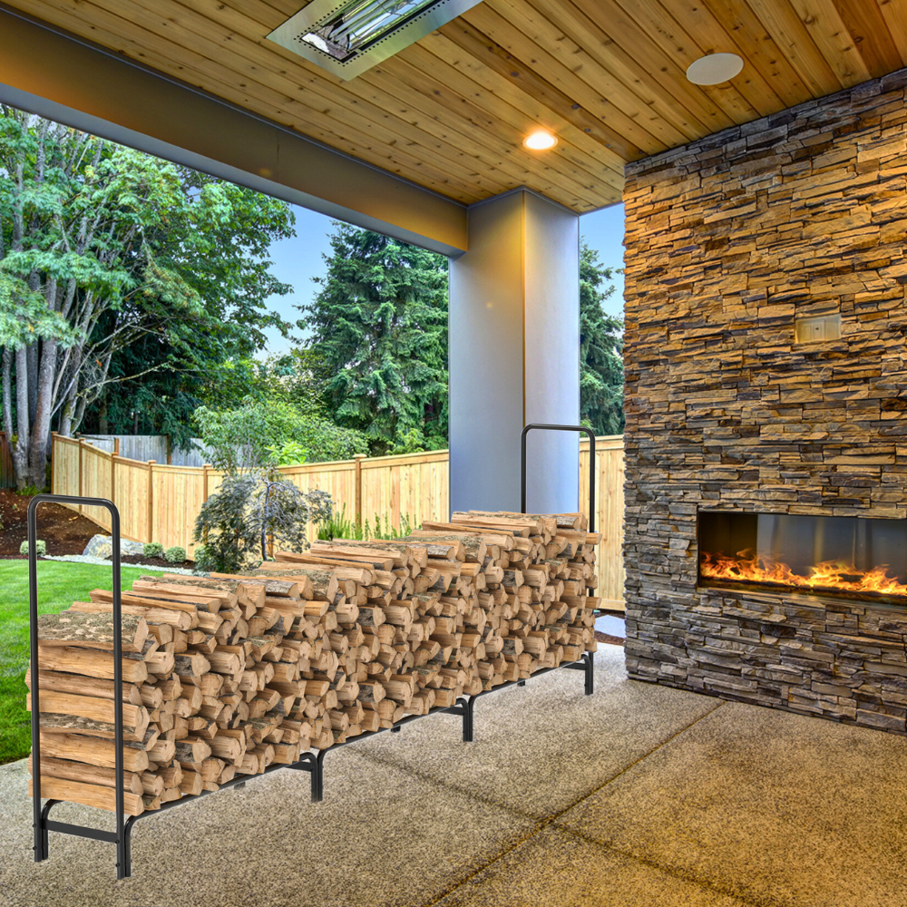 8ft Metal Firewood Rack Adjustable Outdoor Wood Stacker - The Grand Bazaar of Australia