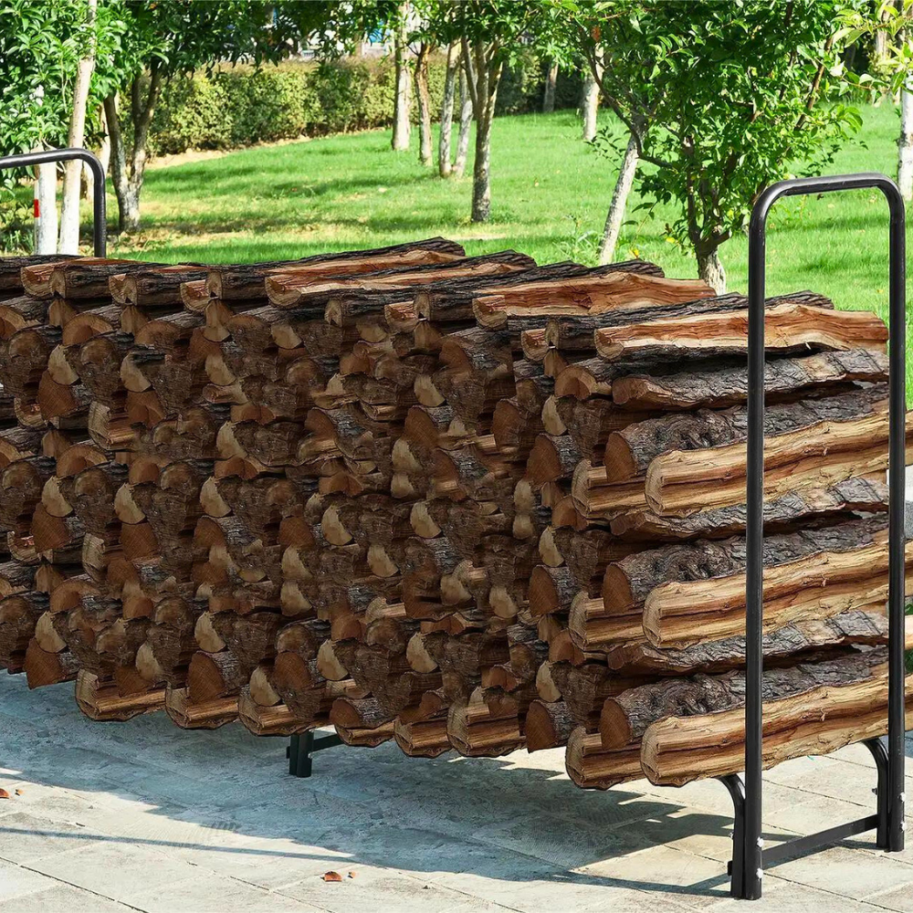 8ft Metal Firewood Rack Adjustable Outdoor Wood Stacker - The Grand Bazaar of Australia
