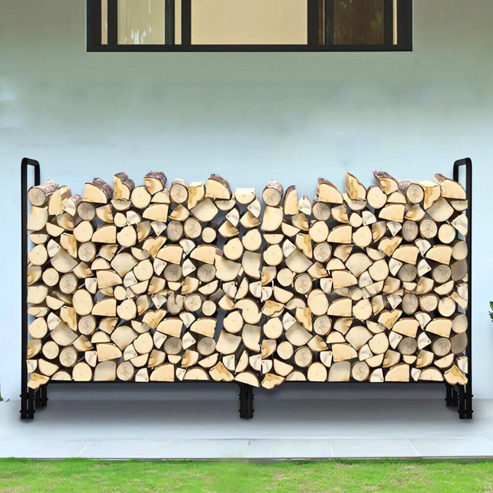 8ft Metal Firewood Rack Adjustable Outdoor Wood Stacker - The Grand Bazaar of Australia