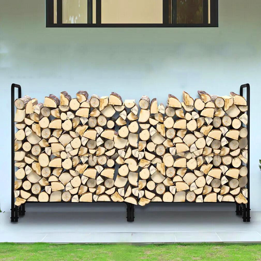 8ft Metal Firewood Rack Adjustable Outdoor Wood Stacker - The Grand Bazaar of Australia