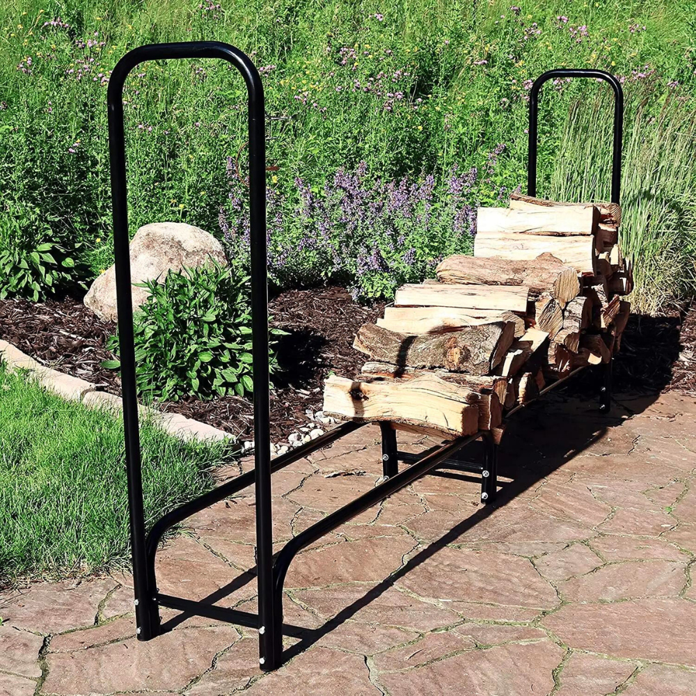 8ft Metal Firewood Rack Adjustable Outdoor Wood Stacker - The Grand Bazaar of Australia