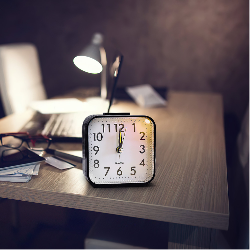 Mini Square Silent Alarm Clocks Non-ticking Analog Quartz Clock with LED - Battery Power - The Grand Bazaar of Australia