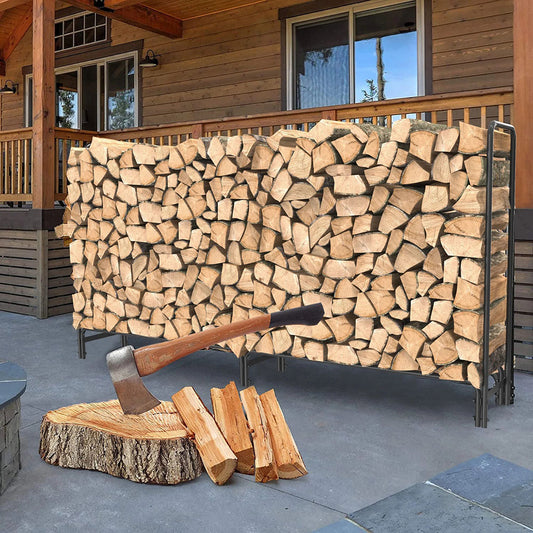 8ft Metal Firewood Rack Adjustable Outdoor Wood Stacker - The Grand Bazaar of Australia