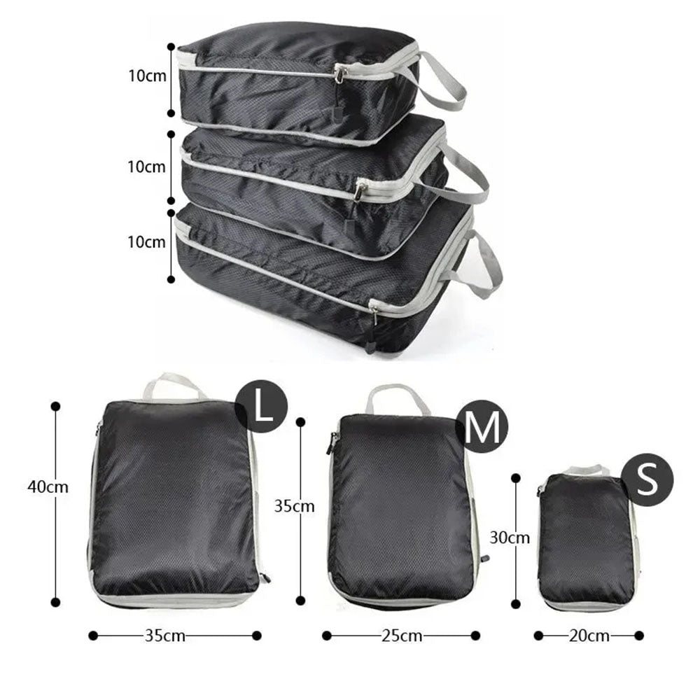 3Pcs Compressible Travel Storage Bag Suitcase Packing Cubes - The Grand Bazaar of Australia