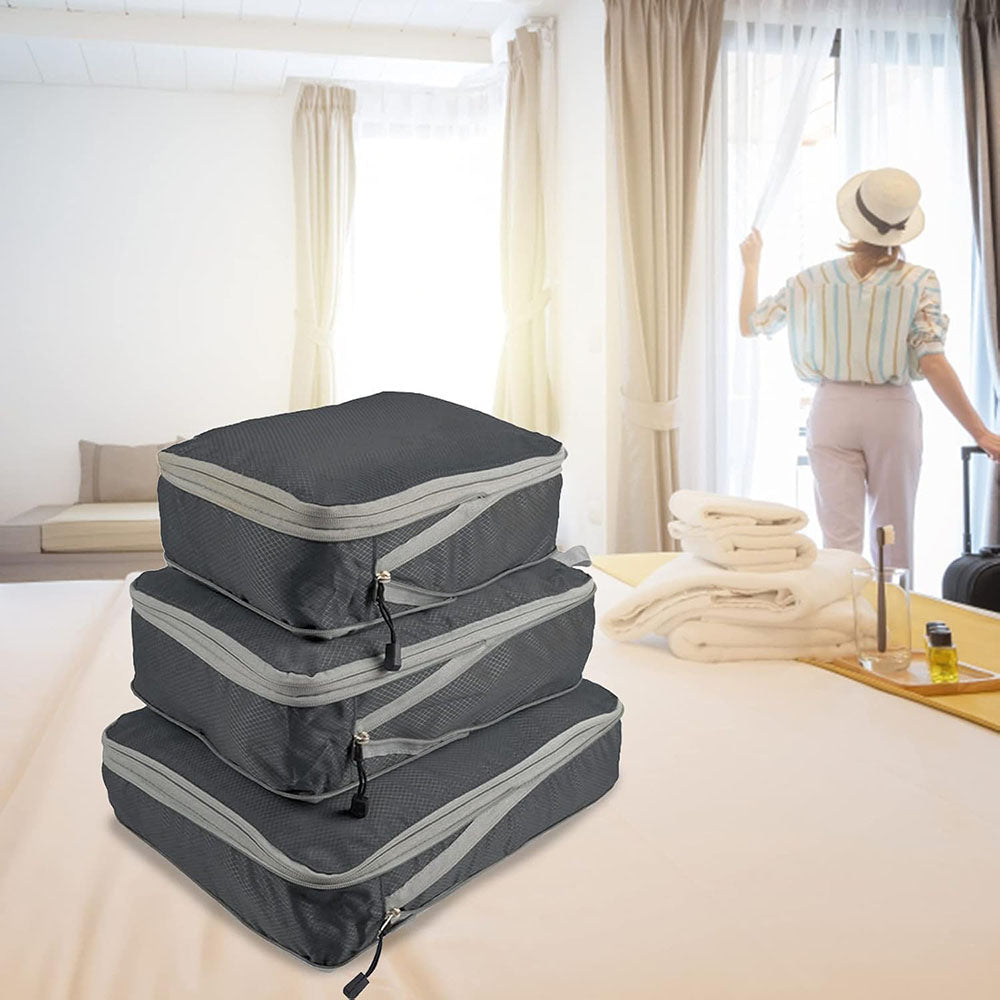 3Pcs Compressible Travel Storage Bag Suitcase Packing Cubes - The Grand Bazaar of Australia