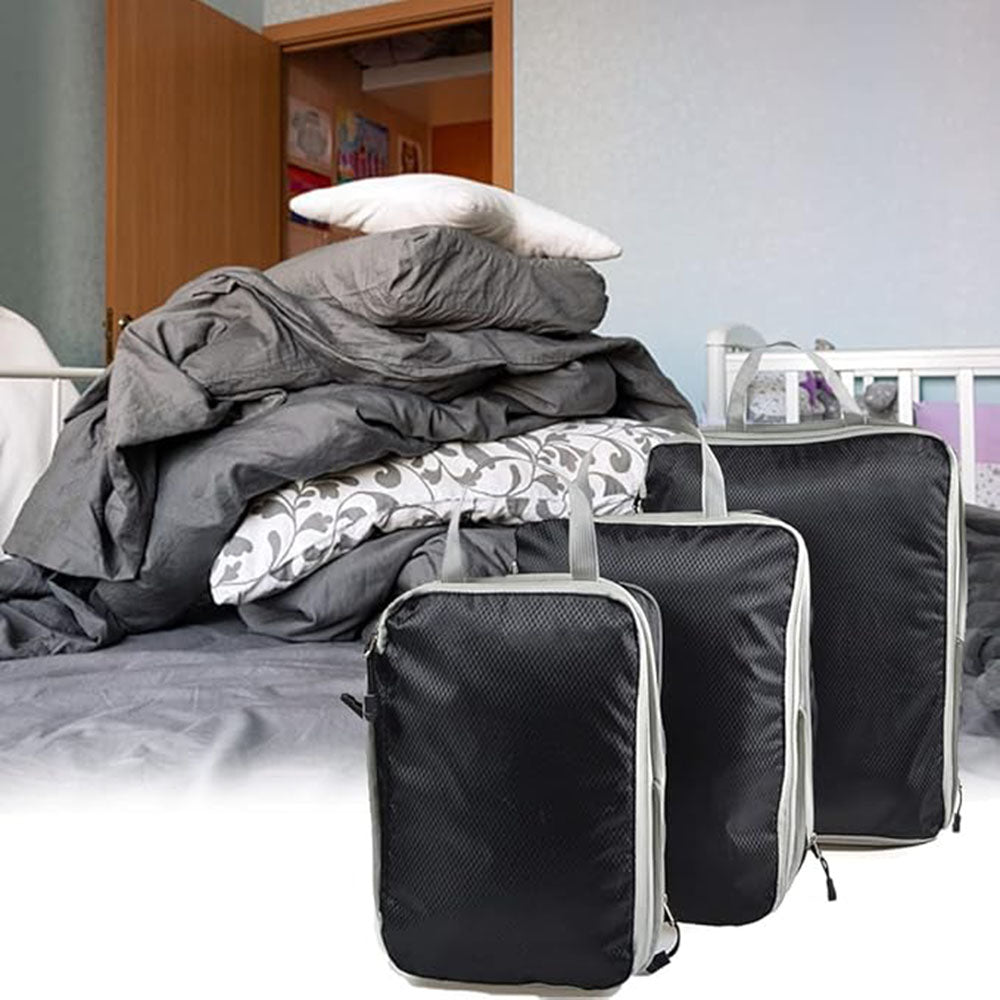 3Pcs Compressible Travel Storage Bag Suitcase Packing Cubes - The Grand Bazaar of Australia