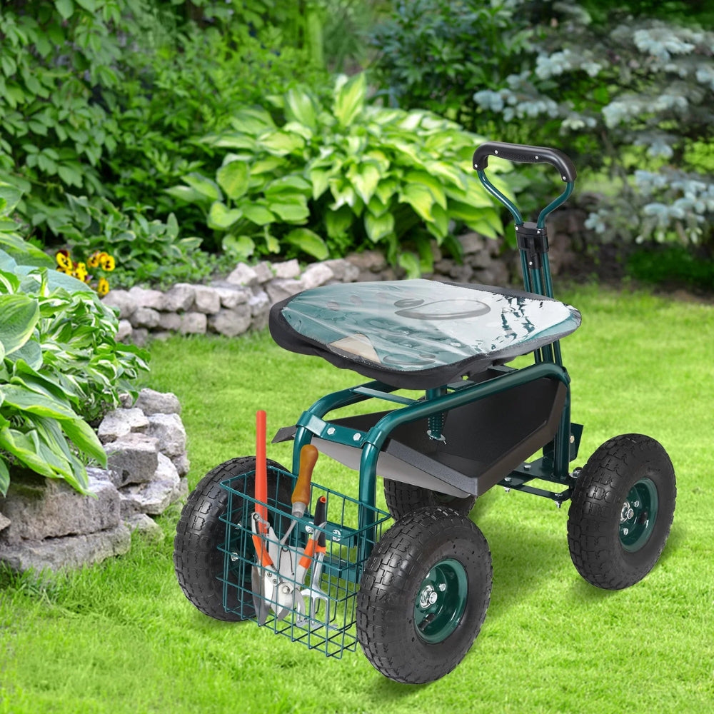 Garden Cart Rolling Workseat with Wheels Gardening Stool for Planting - The Grand Bazaar of Australia