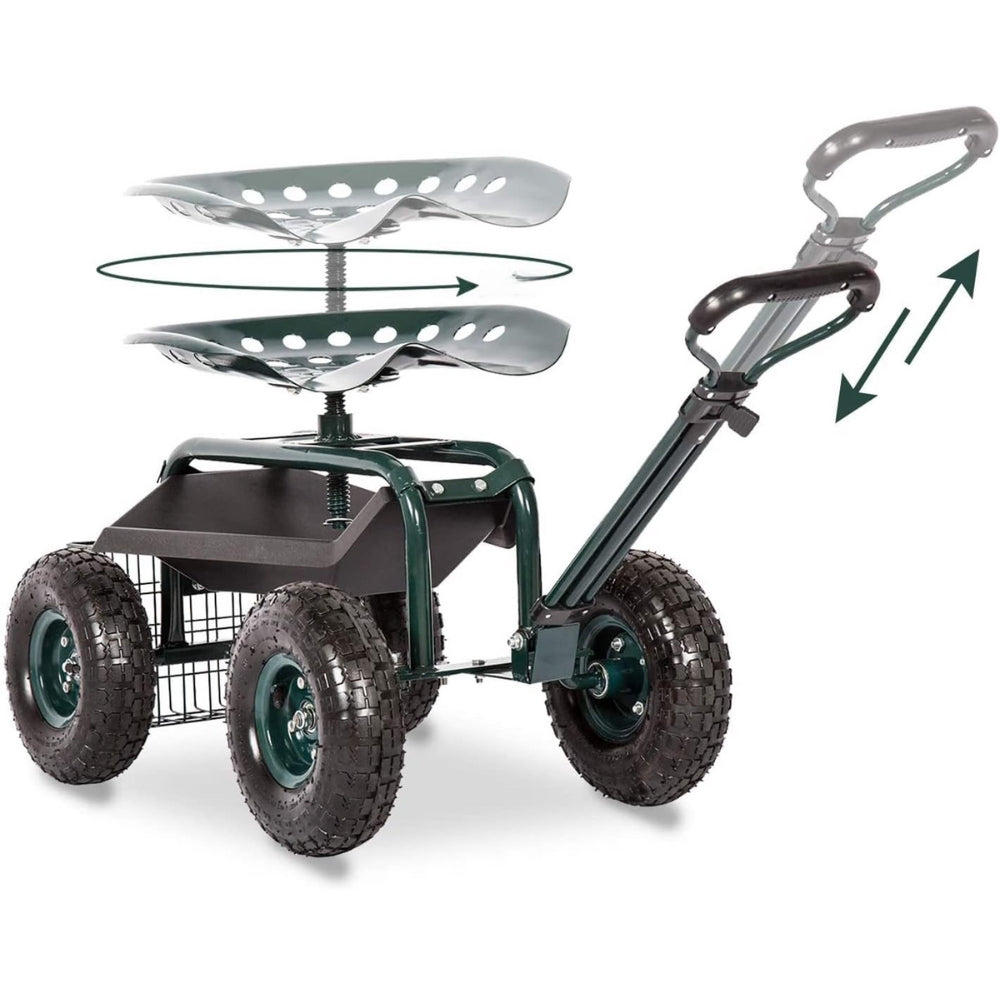 Garden Cart Rolling Workseat with Wheels Gardening Stool for Planting - The Grand Bazaar of Australia