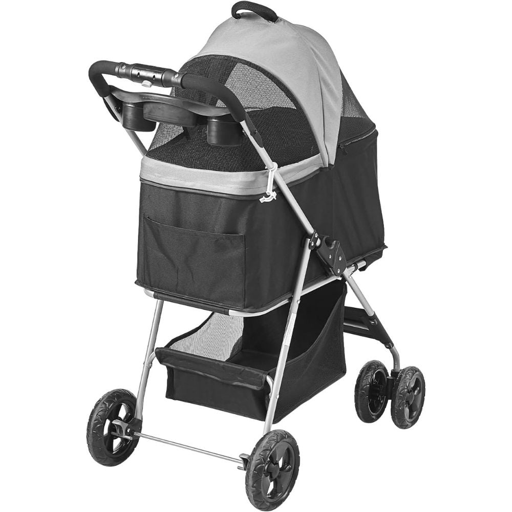 Pet Stroller with Brakes Storage Basket and Cup Holder - The Grand Bazaar of Australia