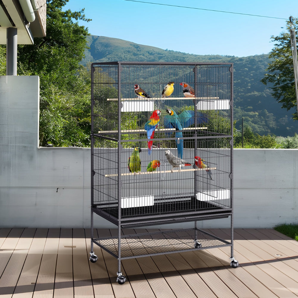Premium Standing Bird Cage with Rolling Stand Durable Carbon Steel Design - The Grand Bazaar of Australia