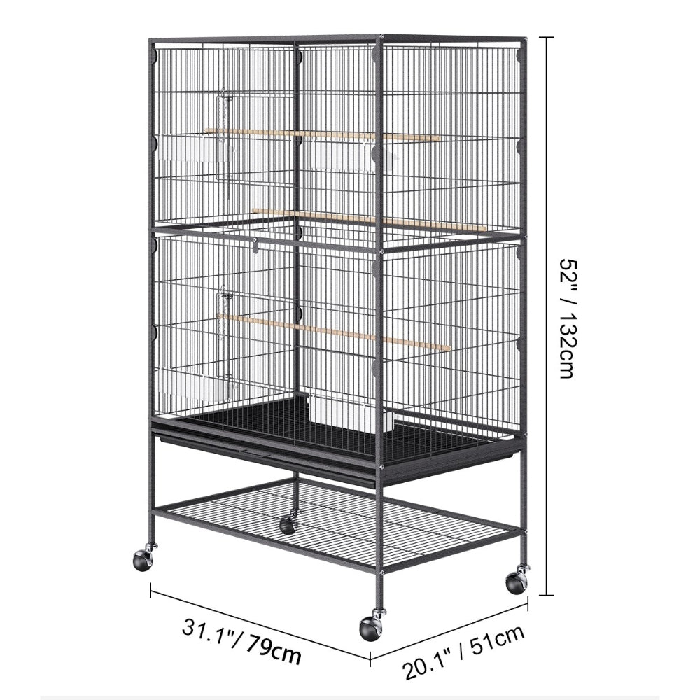 Premium Standing Bird Cage with Rolling Stand Durable Carbon Steel Design - The Grand Bazaar of Australia