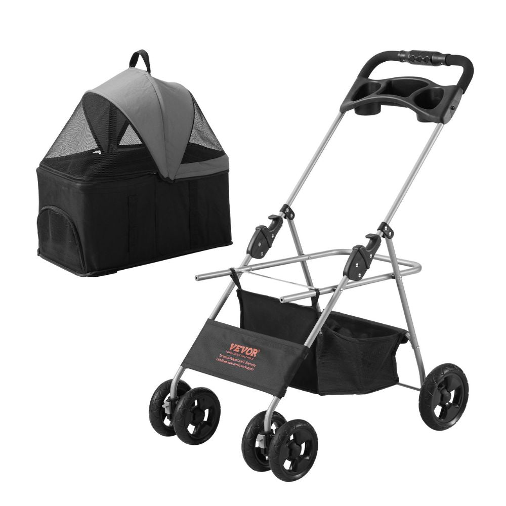 Pet Stroller with Brakes Storage Basket and Cup Holder - The Grand Bazaar of Australia