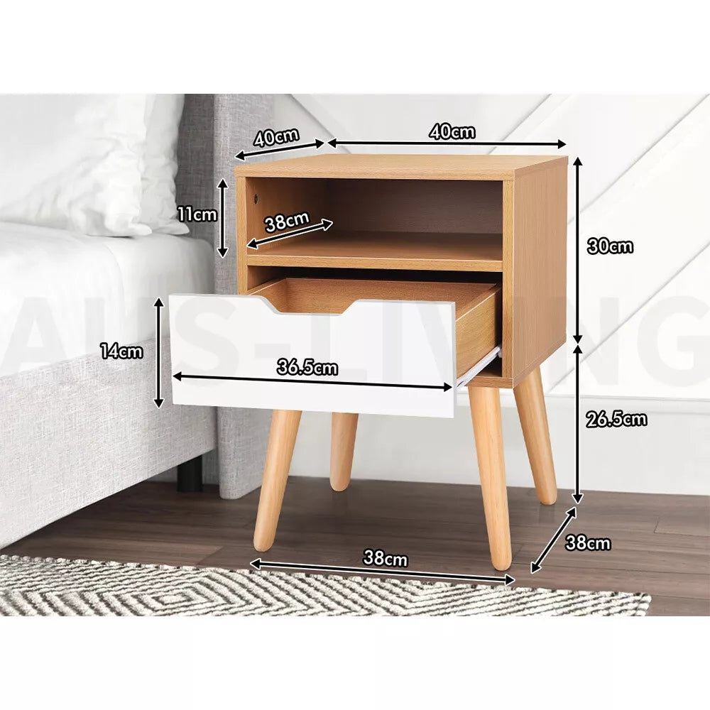 Bedside Table Nightstand Side Storage Cabinet Scandinavian - The Grand Bazaar of Australia