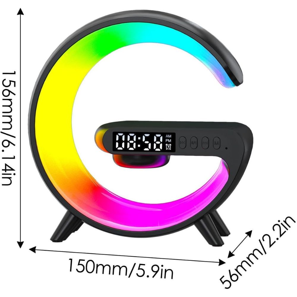 Smart G Lamp Night Light Bluetooth Speaker Wireless Charger LED RGB Alarm Clock - The Grand Bazaar of Australia