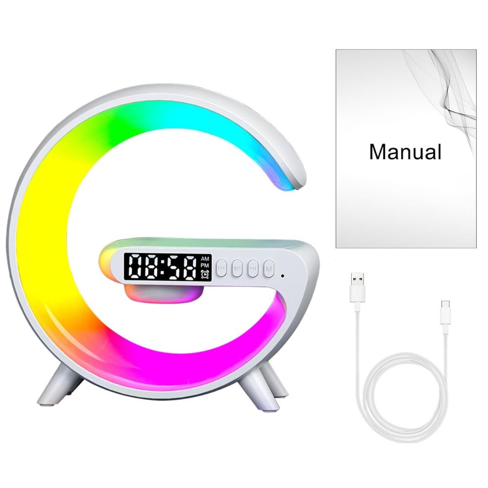 Smart G Lamp Night Light Bluetooth Speaker Wireless Charger LED RGB Alarm Clock - The Grand Bazaar of Australia