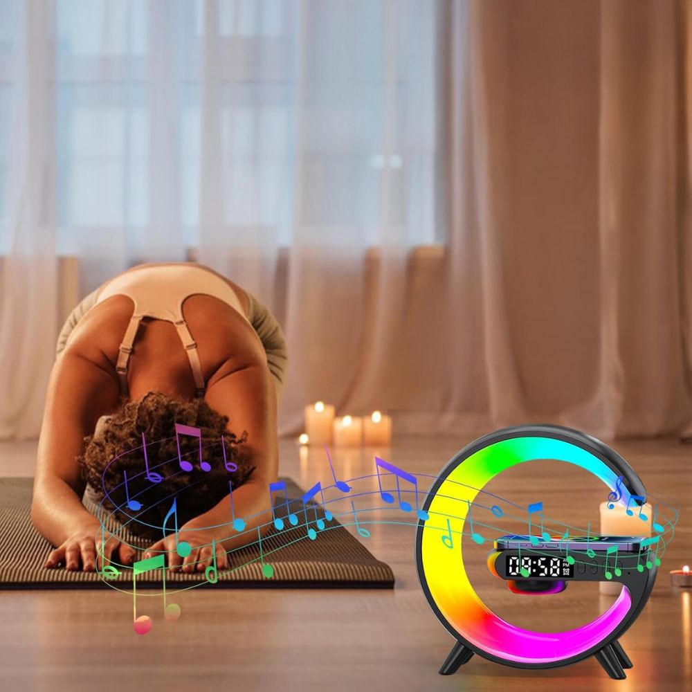 Smart G Lamp Night Light Bluetooth Speaker Wireless Charger LED RGB Alarm Clock - The Grand Bazaar of Australia